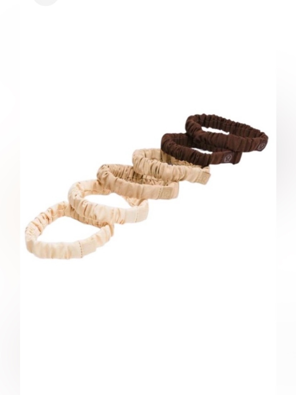 Lululemon Skinny Scrunchies 6 Pack Java/Java/Gleam/Gleam/Pale Linen/Pale Linen